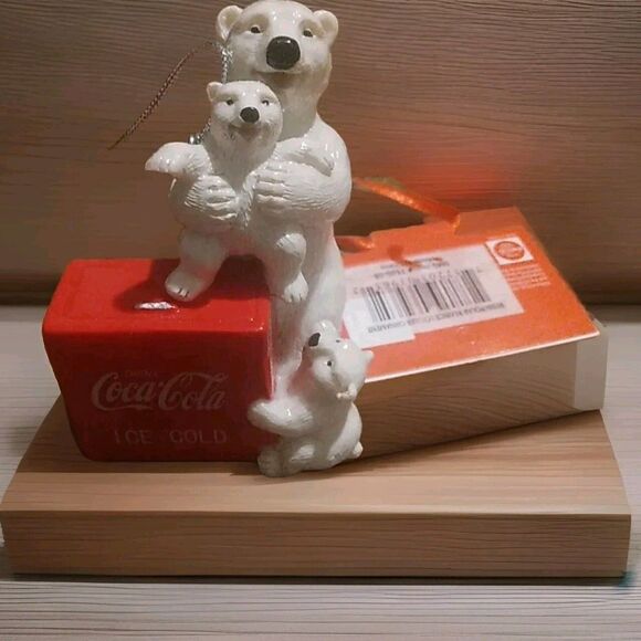 Drink Coca Cola Ice Cold Cooler Polar Papa Bear Cubs Christmas Tree Ornament 3" - Picture 1 of 4